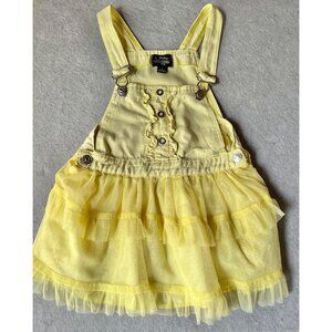 My Destiny Girls Size 4 Tutu Overall Dress Yellow Tulle Ruffle Princess Glam
